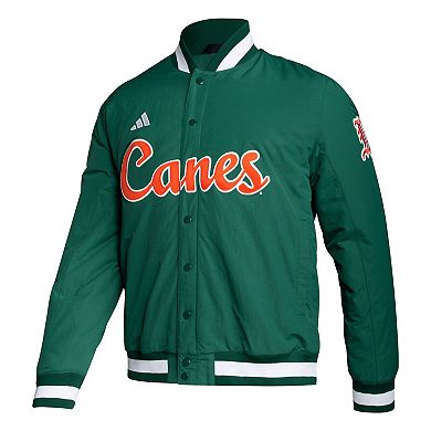 Men's adidas Green Miami Hurricanes Baseball Coaches Full-Snap Jacket