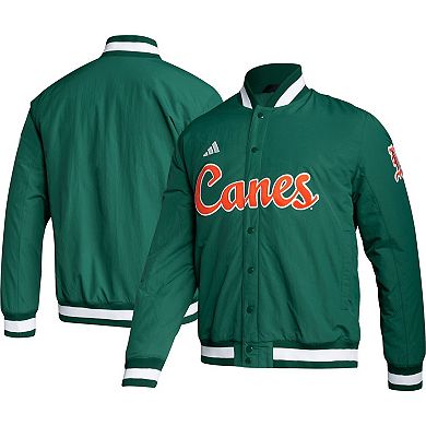 Men's adidas Green Miami Hurricanes Baseball Coaches Full-Snap Jacket