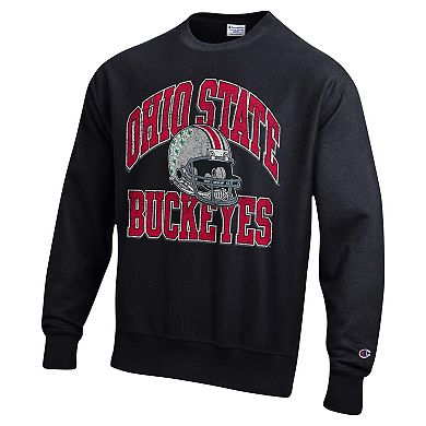 Men's Champion Black Ohio State Buckeyes Vault Late Night Reverse Weave Pullover Sweatshirt