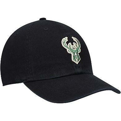 Men's '47 Black Milwaukee Bucks Logo Clean Up Adjustable Hat