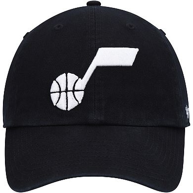 Men's '47 Black Utah Jazz Team Logo Clean Up Adjustable Hat