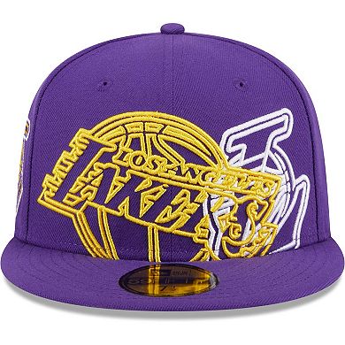 Men's New Era  Purple Los Angeles Lakers Game Day Hollow Logo Mashup 59FIFTY Fitted Hat