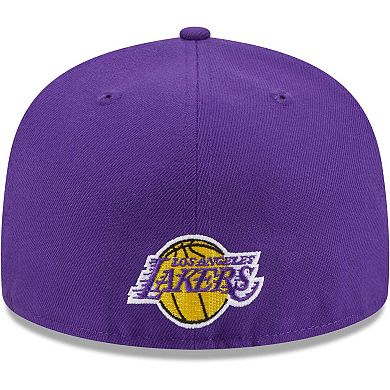 Men's New Era  Purple Los Angeles Lakers Game Day Hollow Logo Mashup 59FIFTY Fitted Hat