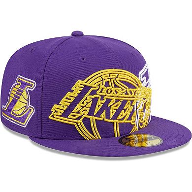 Men's New Era  Purple Los Angeles Lakers Game Day Hollow Logo Mashup 59FIFTY Fitted Hat