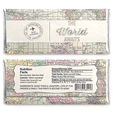 Big Dot Of Happiness World Awaits - Travel Themed Candy Bar Wrappers Party Favors - Set Of 24