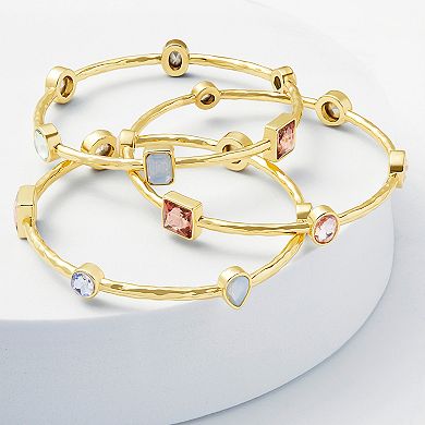 Emberly Multi Color And Shape Stones Triple Bracelet Set