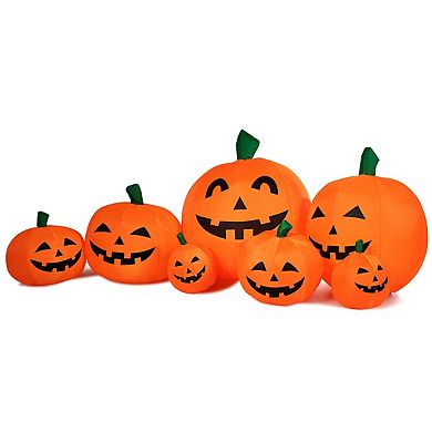 7.5 Feet Halloween Inflatable 7 Pumpkins Patch With Led Lights