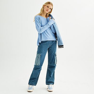 Juniors' SO® Oversized Boyfriend Vintage Washed Tee