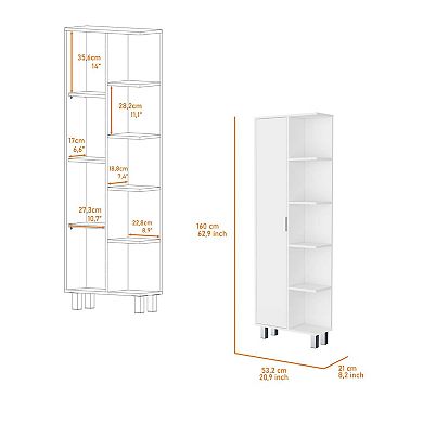 Randall Linen Cabinet, With 1 Door And 9 Shelves