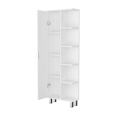 Randall Linen Cabinet, With 1 Door And 9 Shelves