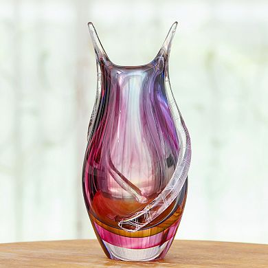 Luxury Lane Hand Blown Sommerso Art Glass Teardrop Vase