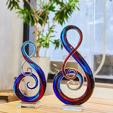 Luxury Lane Hand Blown Treble Sommerso Art Glass Sculpture