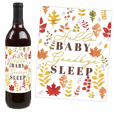 Big Dot Of Happiness Fall Foliage Baby Autumn Leaves Wine Bottle Label Stickers Set Of 4