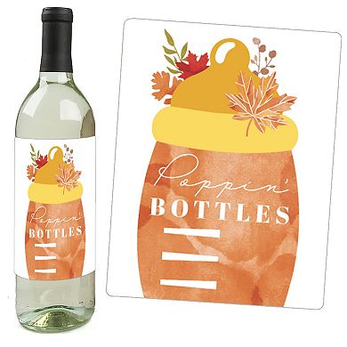 Big Dot Of Happiness Fall Foliage Baby Autumn Leaves Wine Bottle Label Stickers Set Of 4