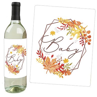 Big Dot Of Happiness Fall Foliage Baby Autumn Leaves Wine Bottle Label Stickers Set Of 4