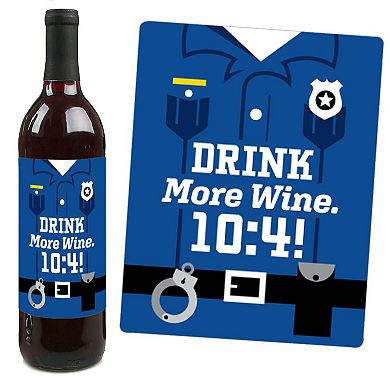 Big Dot Of Happiness Calling All Units - Police - Cop Party Wine Bottle Label Stickers 4 Ct