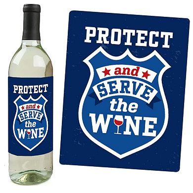 Big Dot Of Happiness Calling All Units - Police - Cop Party Wine Bottle Label Stickers 4 Ct