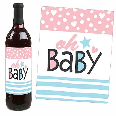 Big Dot Of Happiness Baby Gender Reveal - Party Decor - Wine Bottle Label Stickers - Set Of 4