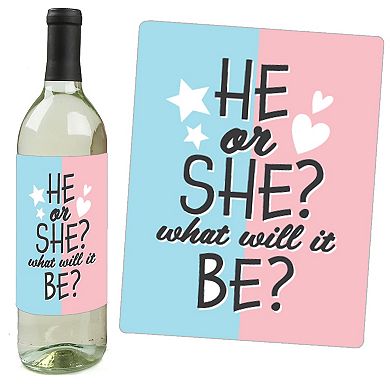 Big Dot Of Happiness Baby Gender Reveal - Party Decor - Wine Bottle Label Stickers - Set Of 4