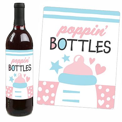 Big Dot Of Happiness Baby Gender Reveal - Party Decor - Wine Bottle Label Stickers - Set Of 4