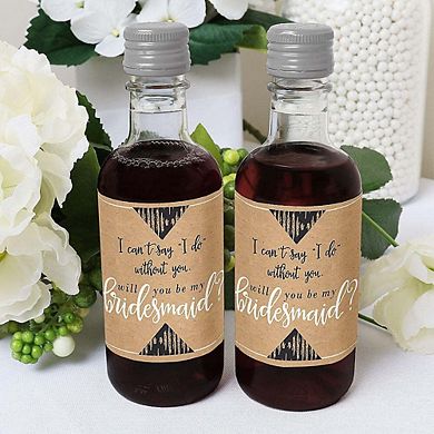 Big Dot Of Happiness Rustic Kraft Mini Wine Bottle Stickers - Will You Be My Bridesmaid 16 Ct