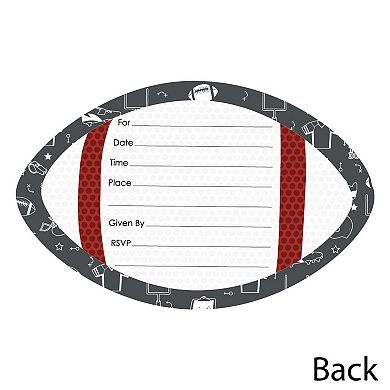 Big Dot Of Happiness End Zone - Football - Shaped Fill-in Invitations With Envelopes - 12 Ct
