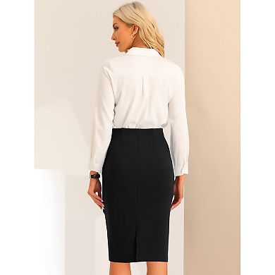 Work Pencil Skirts For Women Ruched High Waist Bodycon Midi Skirt