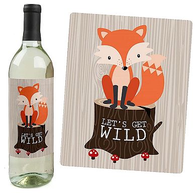 Big Dot Of Happiness Woodland Creatures - Party Decor - Wine Bottle Label Stickers - 4 Ct