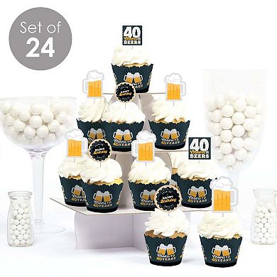 Big Dot Of Happiness Cheers & Beers To 40 Years 40th Cupcake Wrappers & Treat Picks Kit 24 Ct