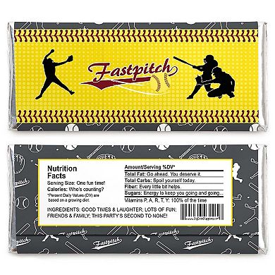 Big Dot Of Happiness Grand Slam - Fastpitch Softball - Candy Bar Wrapper Party Favors - 24 Ct