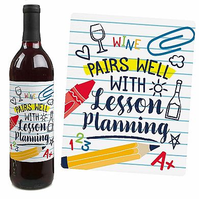 Big Dot Of Happiness Back To School First Day Of School Decor Wine Bottle Label Stickers 4 Ct