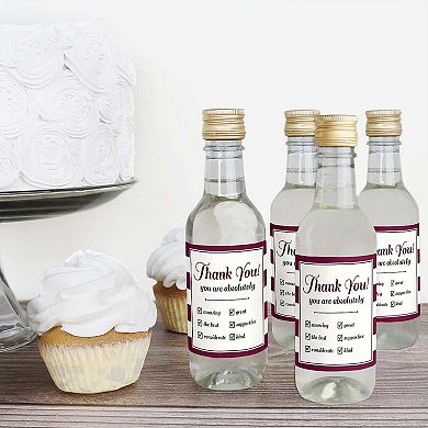 Big Dot Of Happiness Girly Thank You - Mini Wine Bottle Label Stickers - Thank You Gift 16 Ct