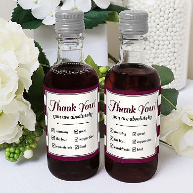 Big Dot Of Happiness Girly Thank You - Mini Wine Bottle Label Stickers - Thank You Gift 16 Ct