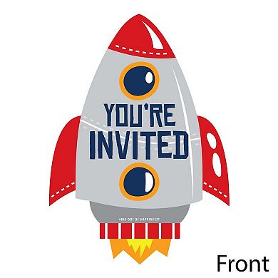 Big Dot Of Happiness Blast Off To Outer Space - Shaped Fill-in Invitations & Envelopes 12 Ct