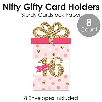 Big Dot Of Happiness Sweet 16 - 16th Birthday Party Money & Nifty Gifty Card Holders - 8 Ct