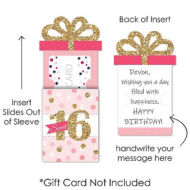 Big Dot Of Happiness Sweet 16 - 16th Birthday Party Money & Nifty Gifty Card Holders - 8 Ct