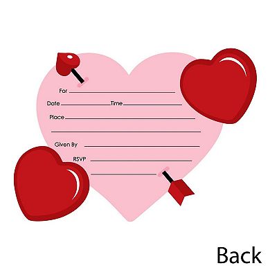 Big Dot Of Happiness Conversation Hearts - Shaped Fill-in Invitations With Envelopes - 12 Ct