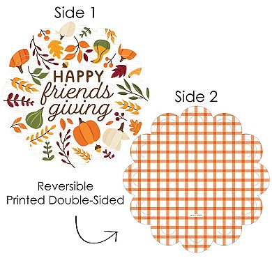 Big Dot Of Happiness Fall Friends Thanksgiving - Round Table Paper Chargers - Place Setting For 12