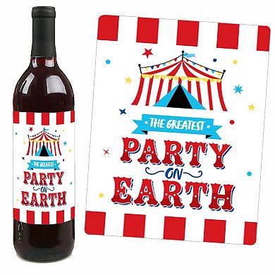 Big Dot Of Happiness Carnival - Step Right Up Circus Party Wine Bottle Label Stickers 4 Ct