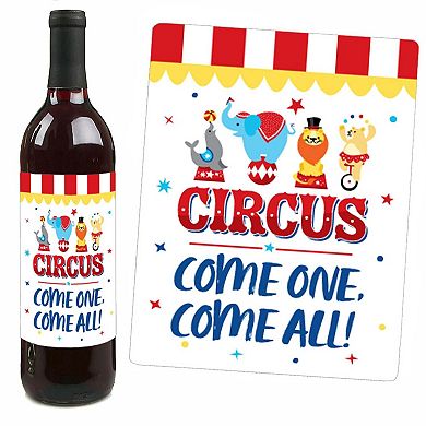 Big Dot Of Happiness Carnival - Step Right Up Circus Party Wine Bottle Label Stickers 4 Ct