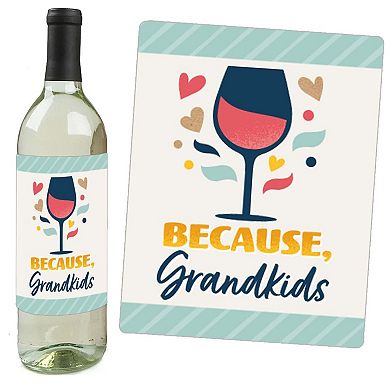 Big Dot Of Happiness Happy Grandparents Day - Party Decor - Wine Bottle Label Stickers - 4 Ct