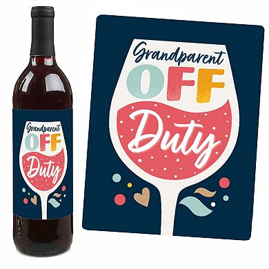 Big Dot Of Happiness Happy Grandparents Day - Party Decor - Wine Bottle Label Stickers - 4 Ct