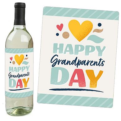 Big Dot Of Happiness Happy Grandparents Day - Party Decor - Wine Bottle Label Stickers - 4 Ct