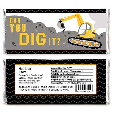 Big Dot Of Happiness Dig It - Construction Party Zone - Candy Bar Wrapper Party Favors 24 Ct