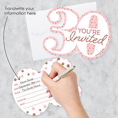 Big Dot Of Happiness 30th Pink Rose Gold Birthday Party Invitation Cards With Envelopes 12 Ct