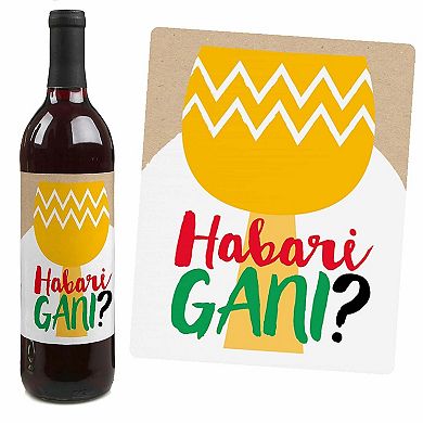 Big Dot Of Happiness Happy Kwanzaa - Heritage Holiday Party Wine Bottle Label Stickers 4 Ct