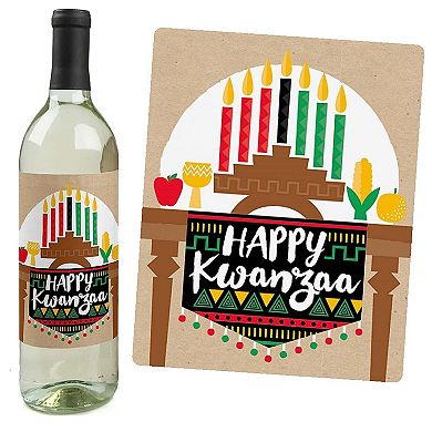 Big Dot Of Happiness Happy Kwanzaa - Heritage Holiday Party Wine Bottle Label Stickers 4 Ct