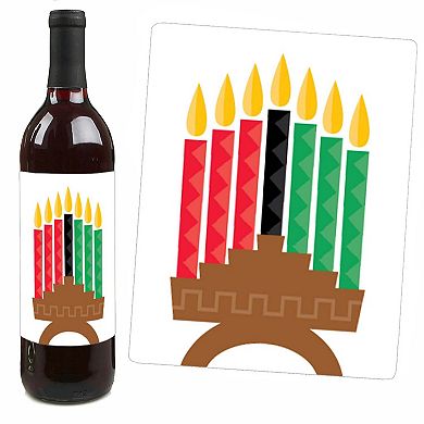 Big Dot Of Happiness Happy Kwanzaa - Heritage Holiday Party Wine Bottle Label Stickers 4 Ct