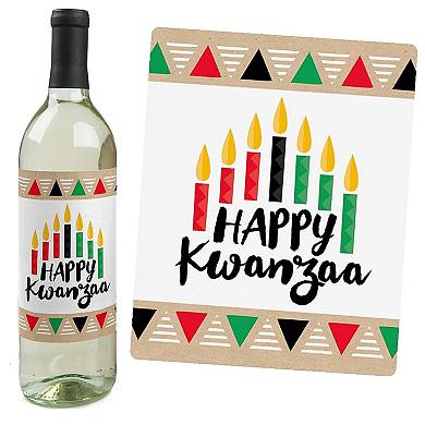 Big Dot Of Happiness Happy Kwanzaa - Heritage Holiday Party Wine Bottle Label Stickers 4 Ct