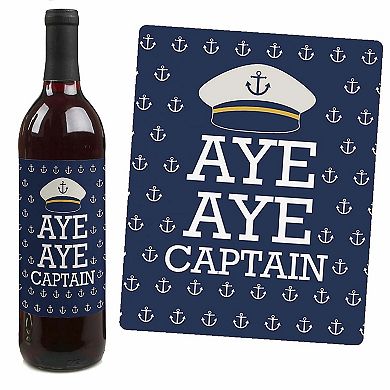 Big Dot Of Happiness Ahoy - Nautical - Party Decor - Wine Bottle Label Stickers - 4 Ct